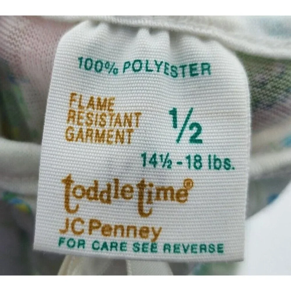 Vintage 70s 80s JCPenney Toddletime Infant Baby Long Sleep Gown L/S 14.5-18 Lbs.